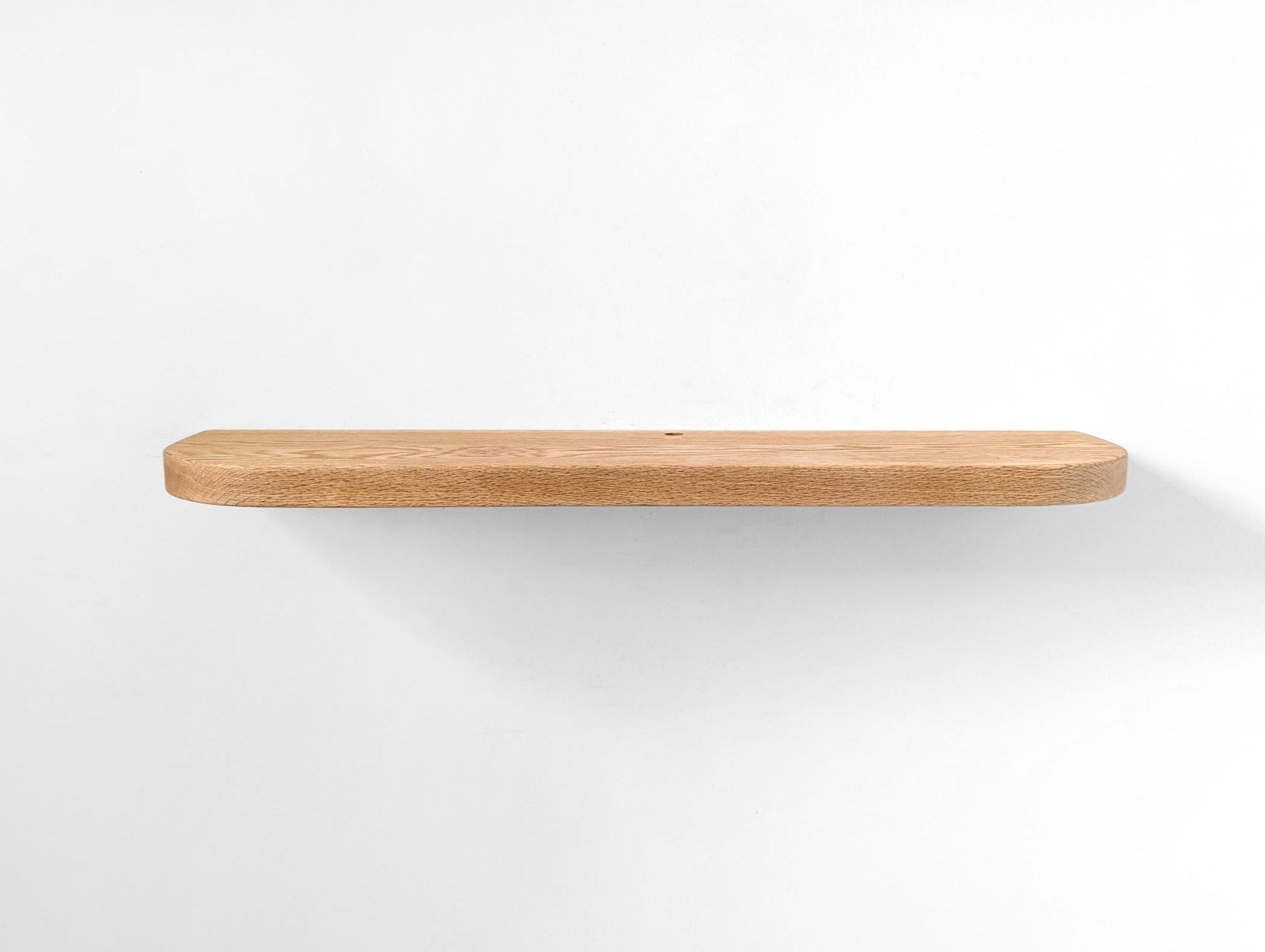 Thick Mahogany Floating Shelf with Rounded Corners and Grommet Hole