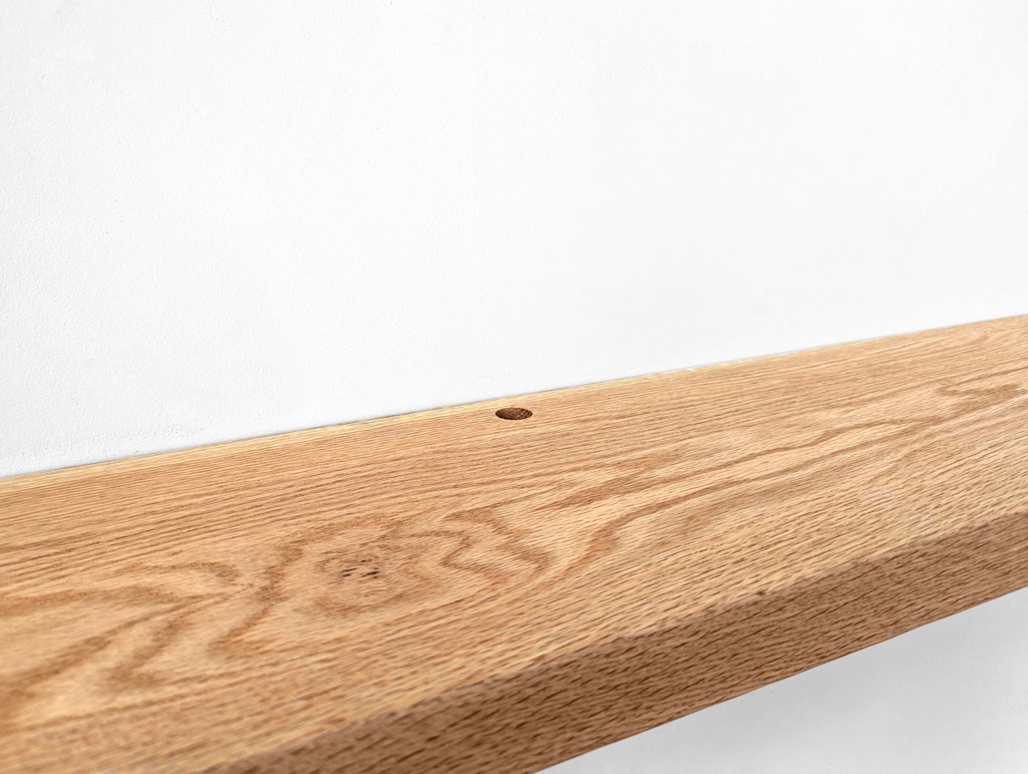 Thick Mahogany Floating Shelf with Rounded Corners and Grommet Hole