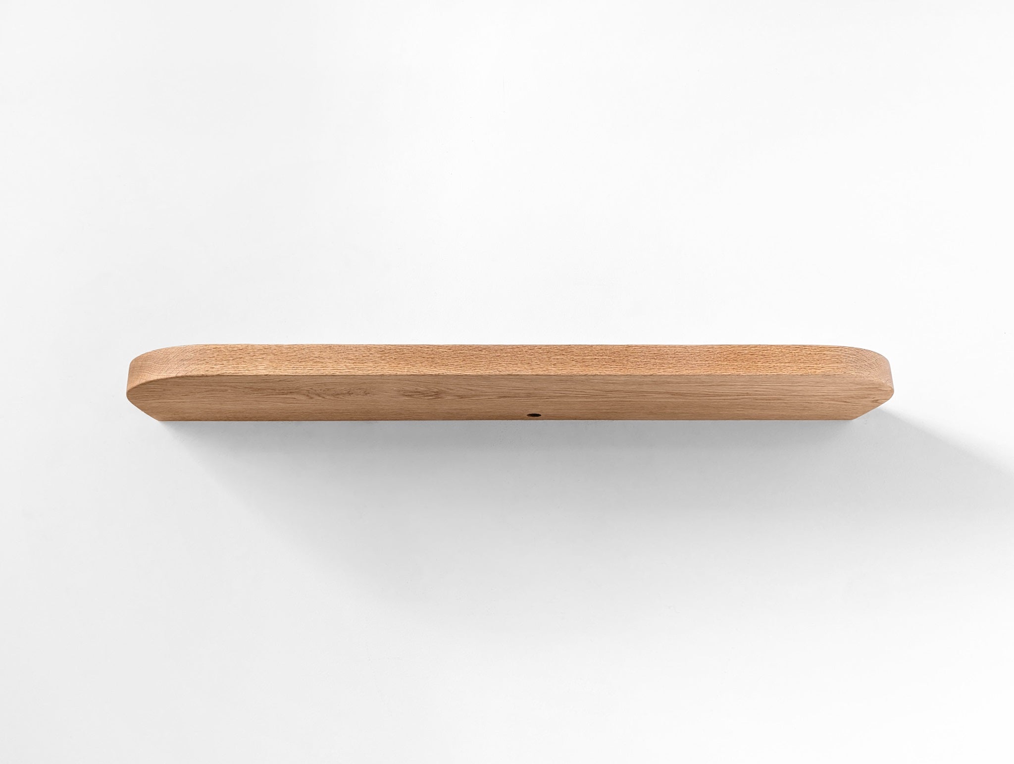 Thick Mahogany Floating Shelf with Rounded Corners and Grommet Hole