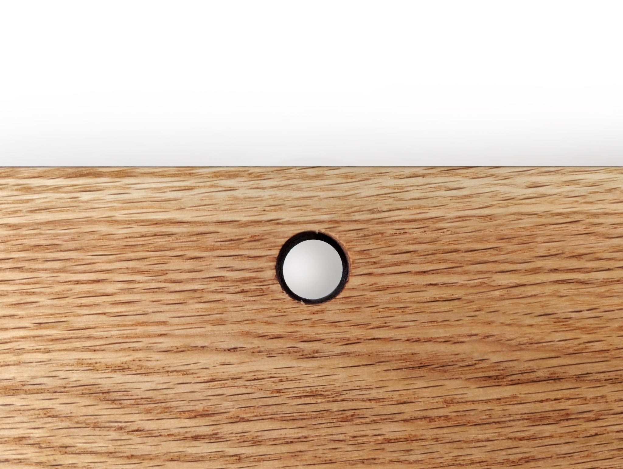 Thick Oak Floating Shelf with Rounded Corners and Grommet Hole