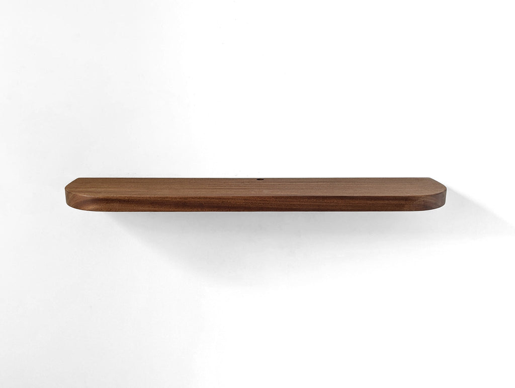 Thick Oak Floating Shelf with Rounded Corners and Grommet Hole