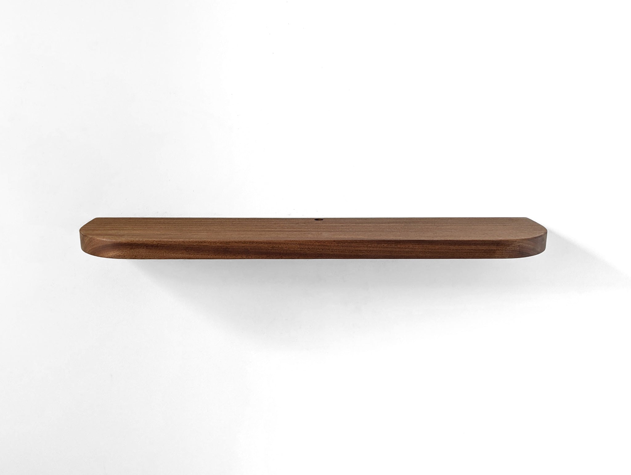 Thick Oak Floating Shelf with Rounded Corners and Grommet Hole