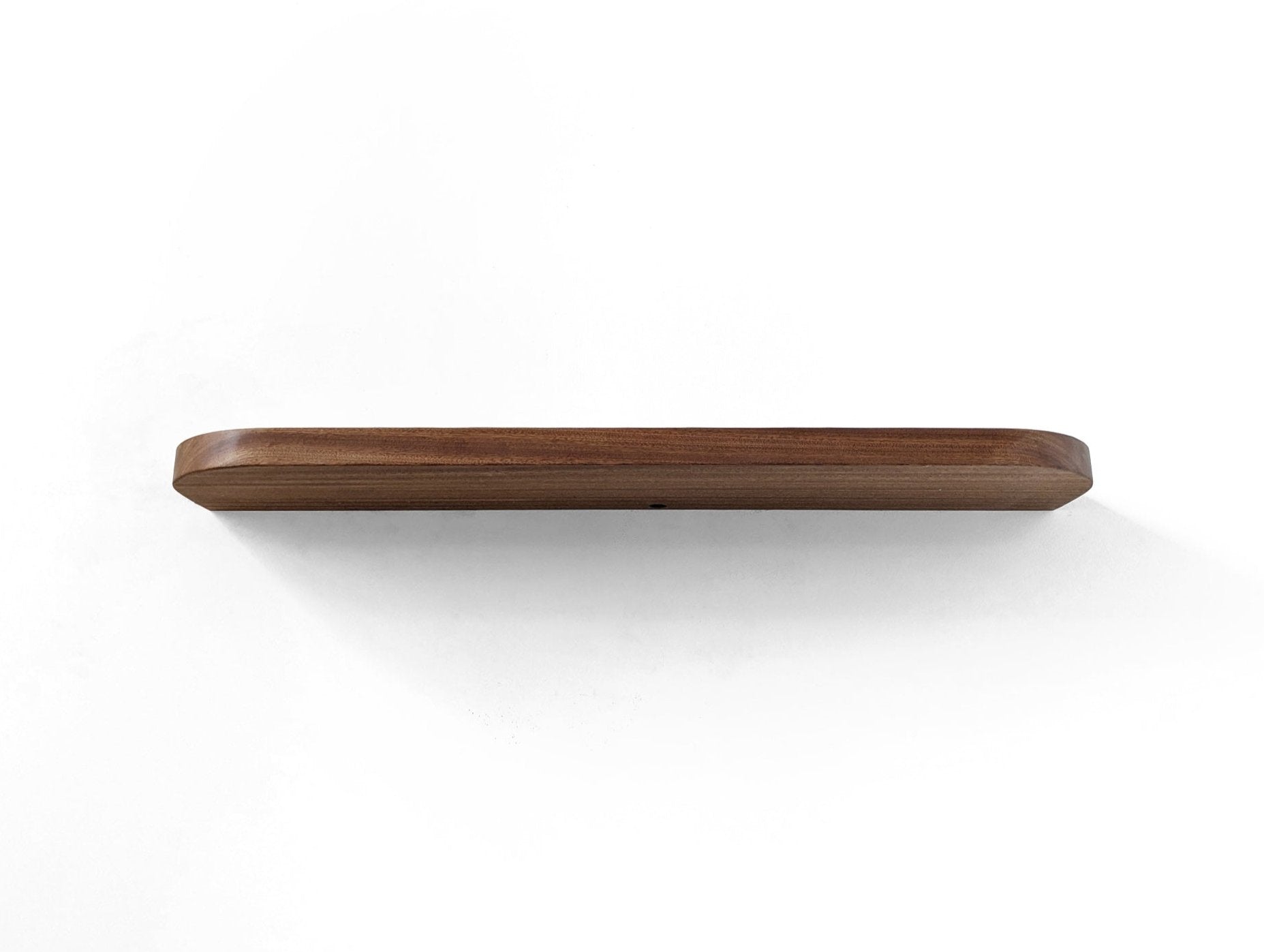 Thick Oak Floating Shelf with Rounded Corners and Grommet Hole
