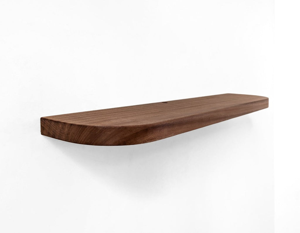 Thick Oak Floating Shelf with Rounded Corners and Grommet Hole