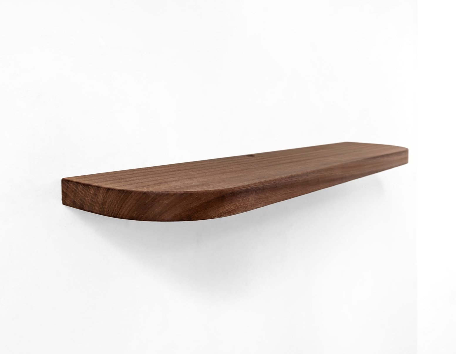 Thick Oak Floating Shelf with Rounded Corners and Grommet Hole