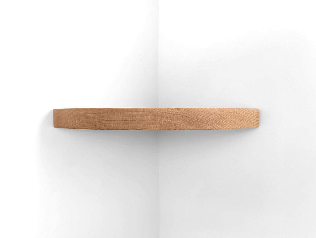 Floating Corner Shelf with Cord Hole in Mahogany