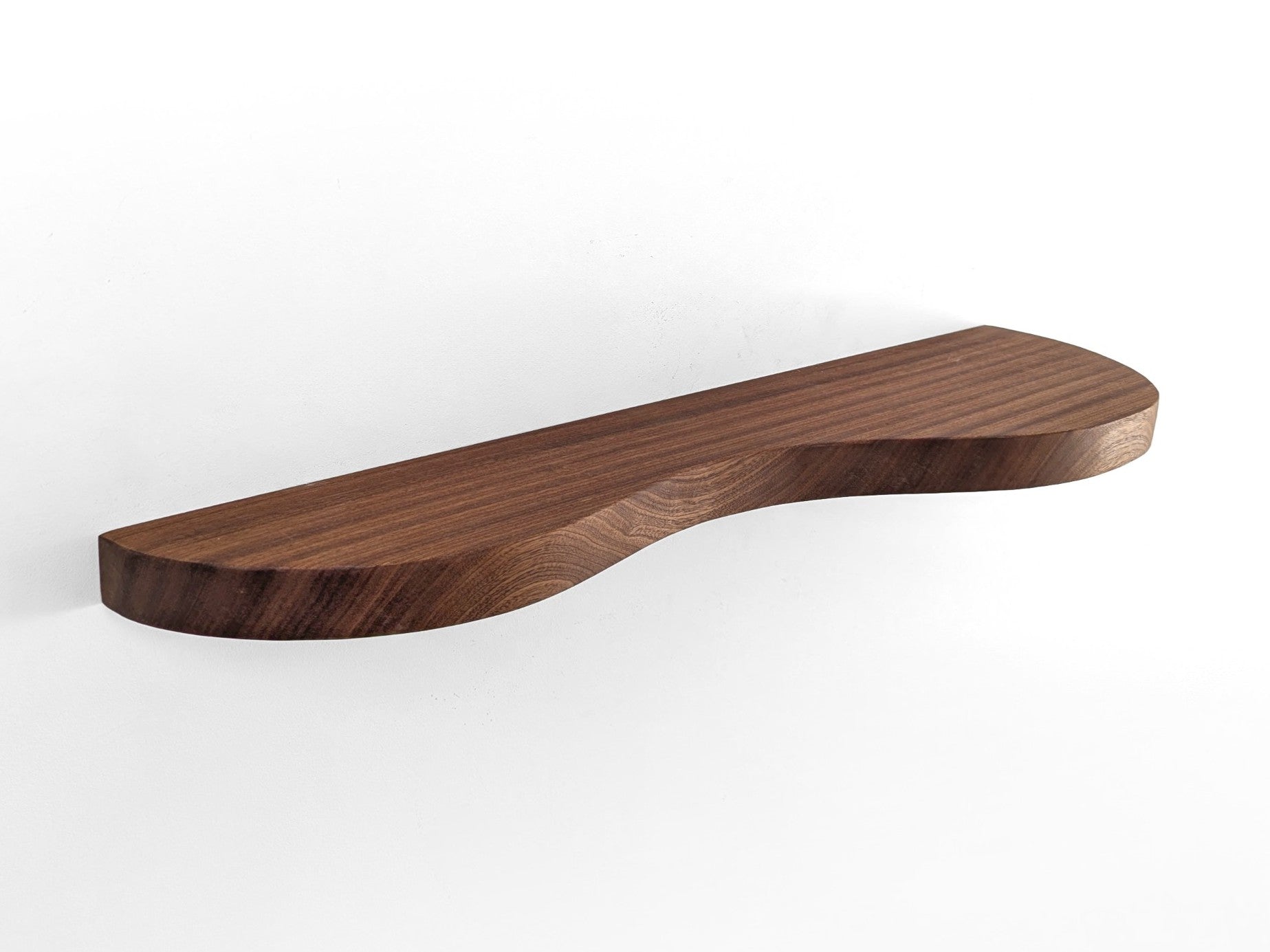 Double Curve Thick Oak Floating Shelf