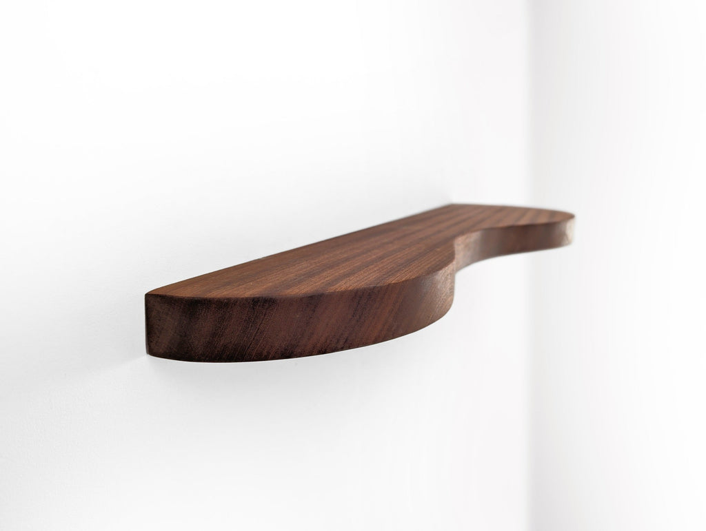 Double Curve Thick Oak Floating Shelf