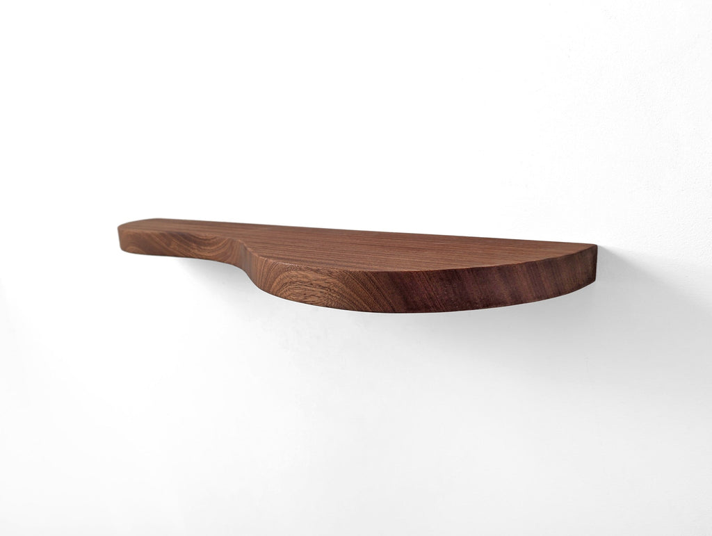 Double Curve Thick Mahogany Floating Shelf