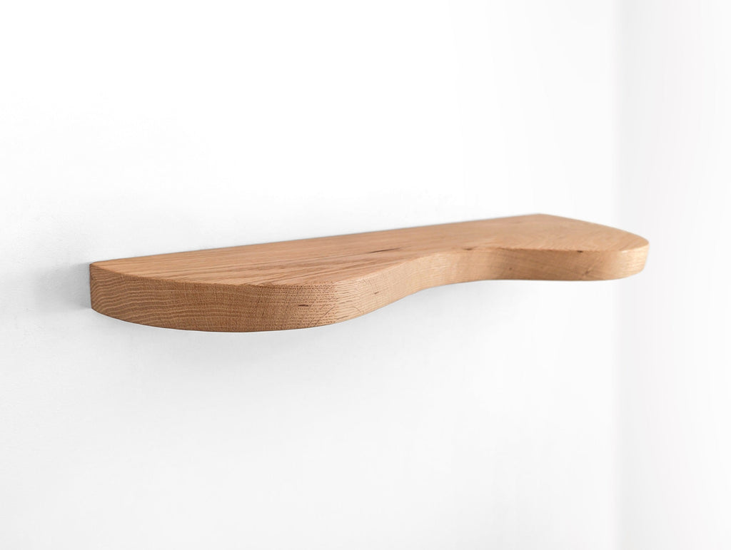 Double Curve Thick Oak Floating Shelf