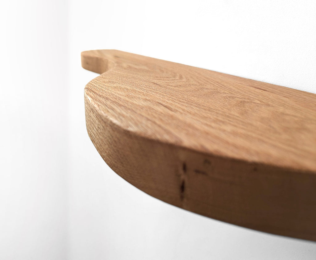 Double Curve Thick Oak Floating Shelf