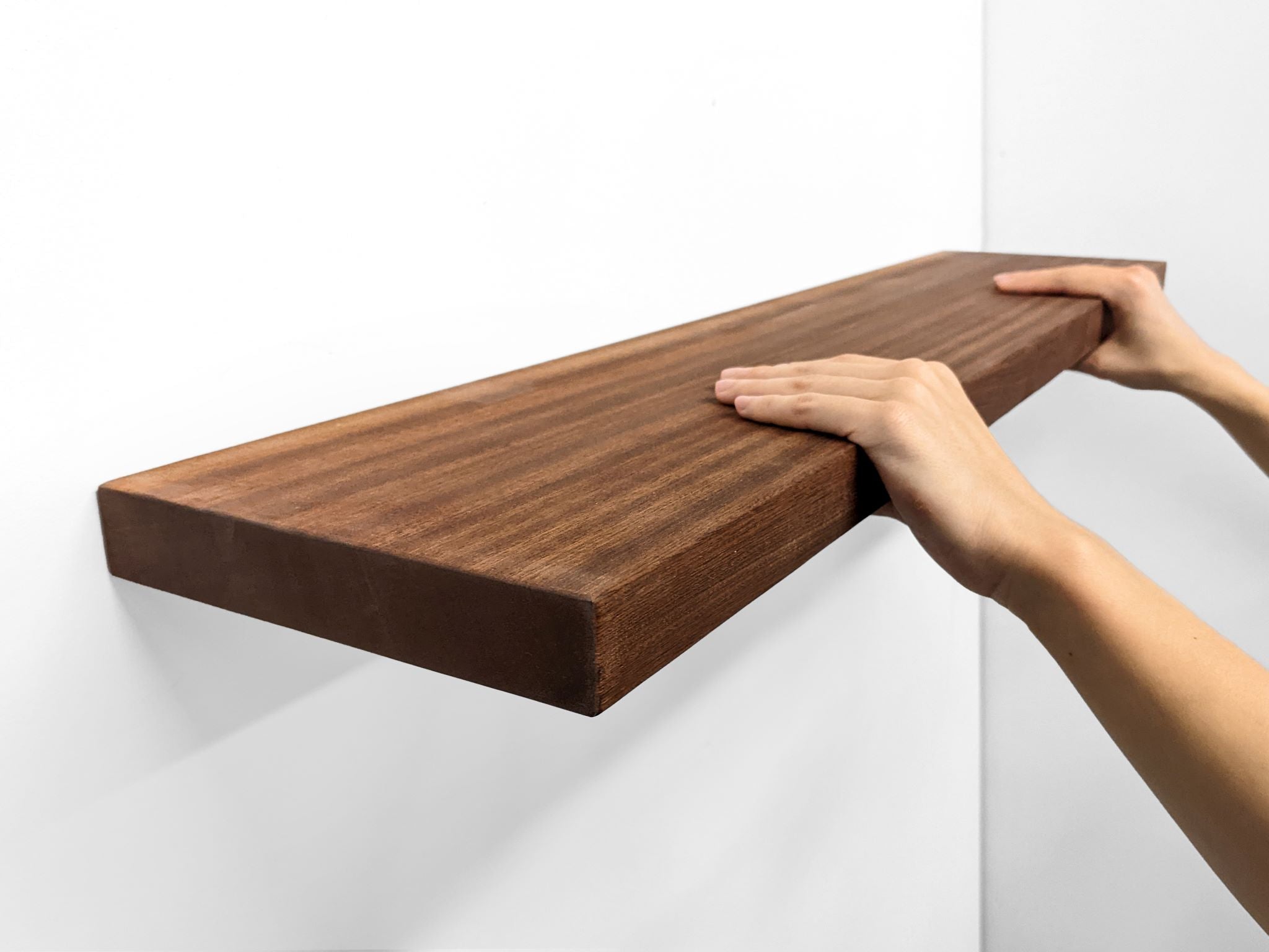 Thick Mahogany Floating Shelf in 12" to 84" lengths
