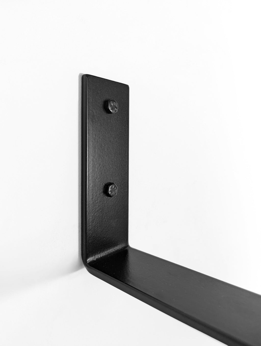 Thick Oak Shelf with Black Steel J Brackets