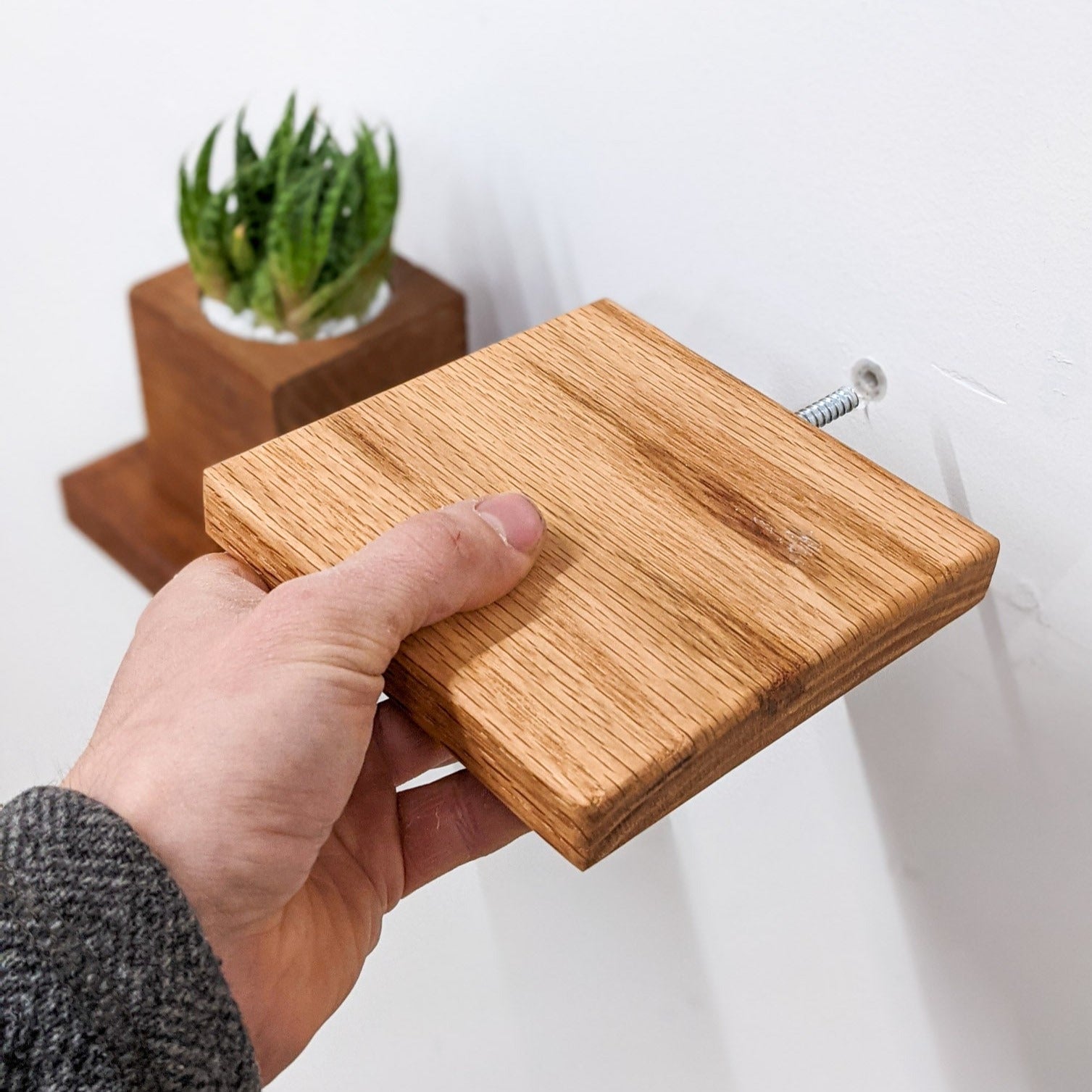 Small Square Display Shelf in Oak