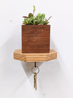 Mahogany Octagon Shelf with Key Hooks