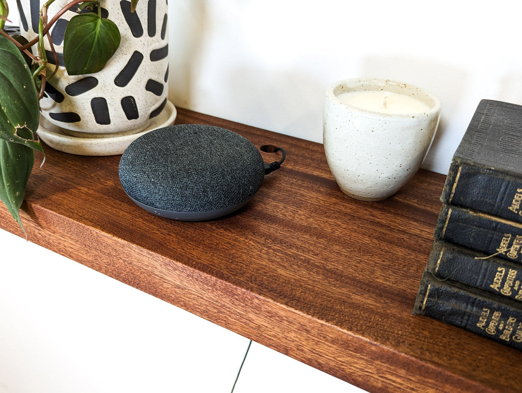 Thick Oak Floating Shelf with Grommet Hole