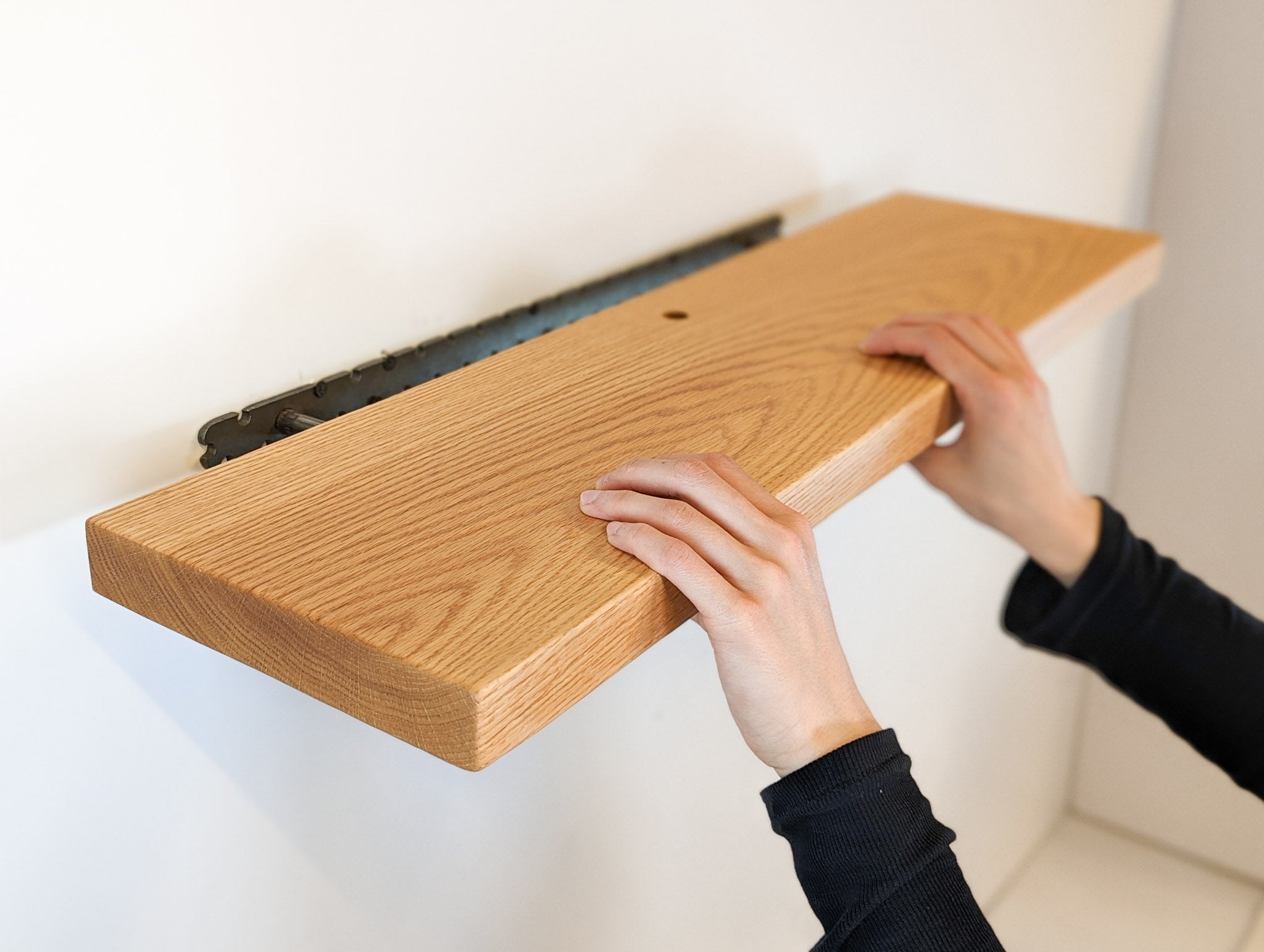Thick Mahogany Floating Shelf with Grommet Hole