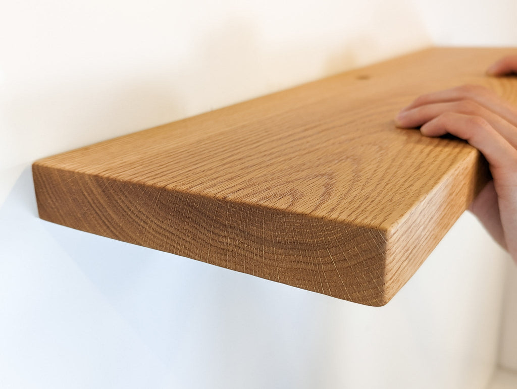 Thick Mahogany Floating Shelf with Grommet Hole