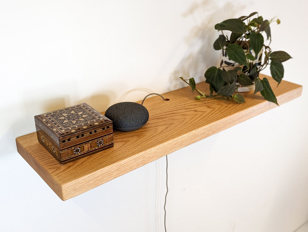 Thick Mahogany Floating Shelf with Grommet Hole
