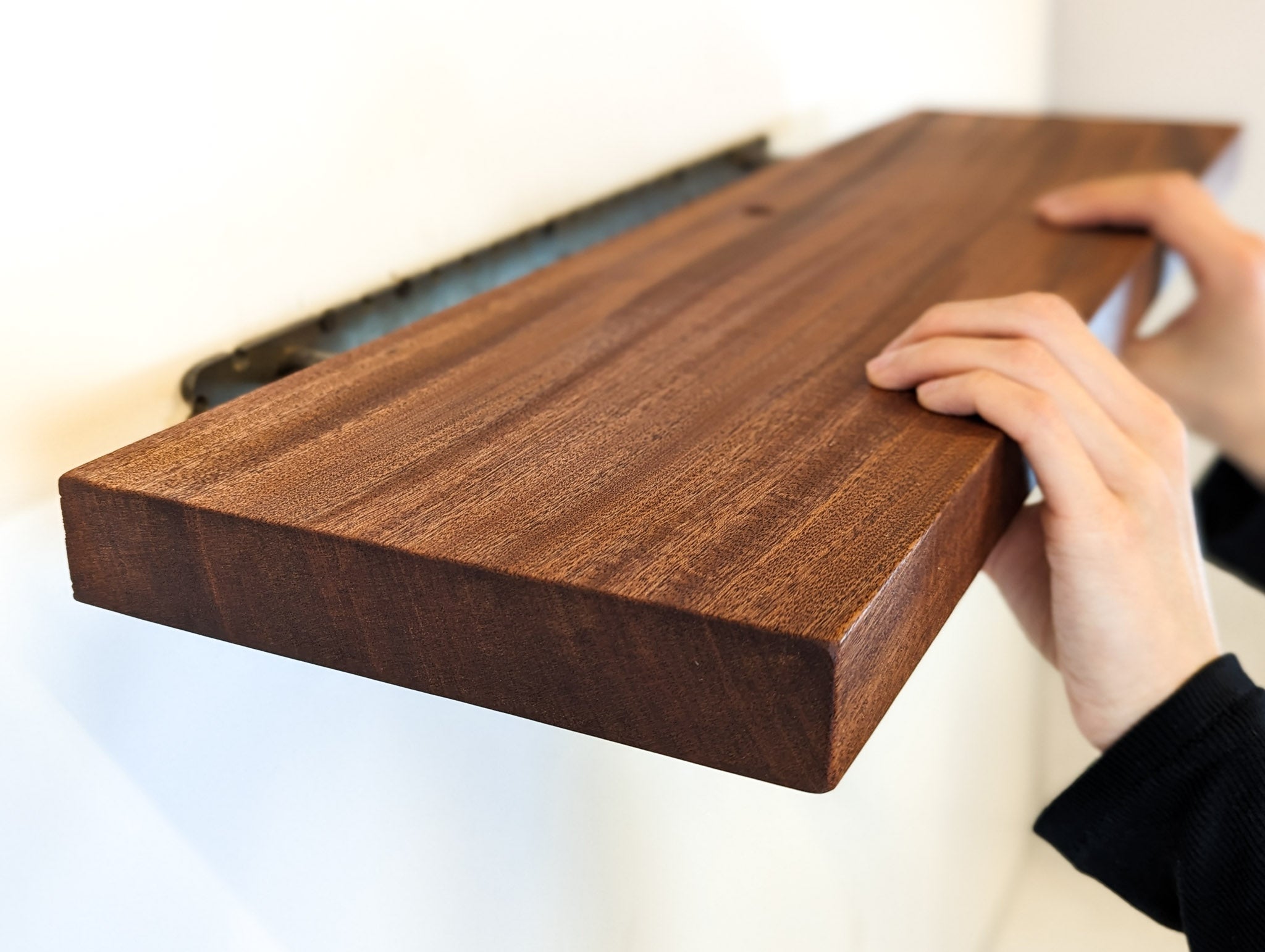 Thick Oak Floating Shelf with Grommet Hole