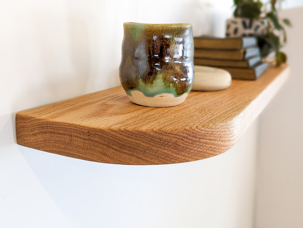 Thick Oak Floating Shelf with Rounded Corners