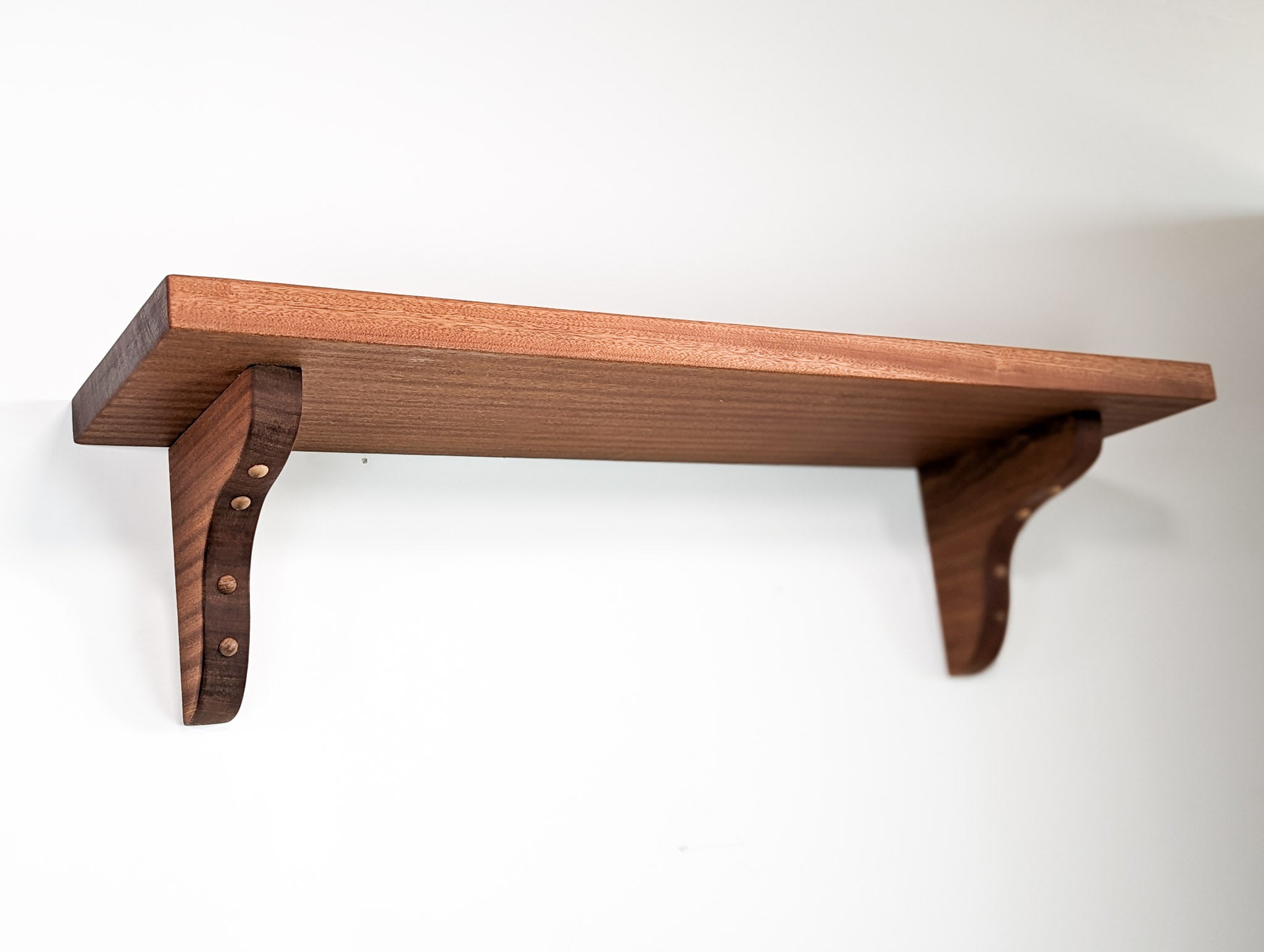 Solid Wood Shelf with Mahogany Brackets