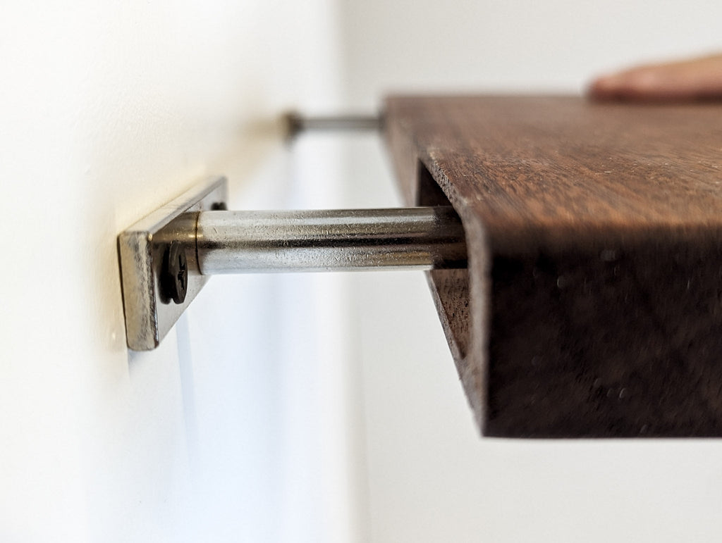 Thin Mahogany Floating Shelf with Rounded Corners